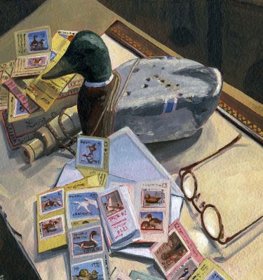 Stamp Collector Oil Painting