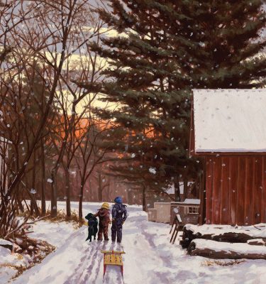Home From Sledding Christmas Card