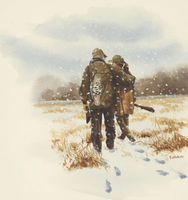 A Winters Tale Bob and Tommy Watercolor Painting