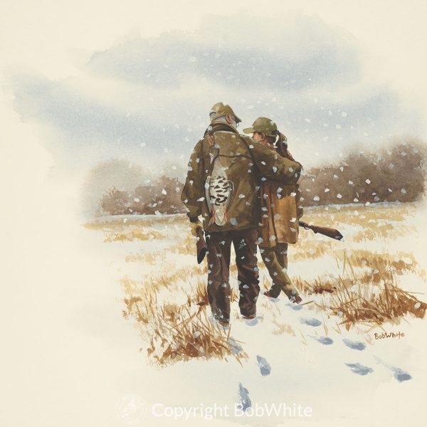 A Winters Tale Bob and Tommy Watercolor Painting
