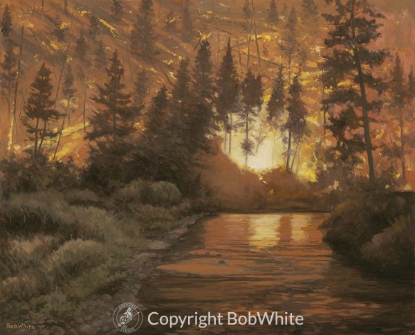 Rebirth Forest Fire Original Oil Painting